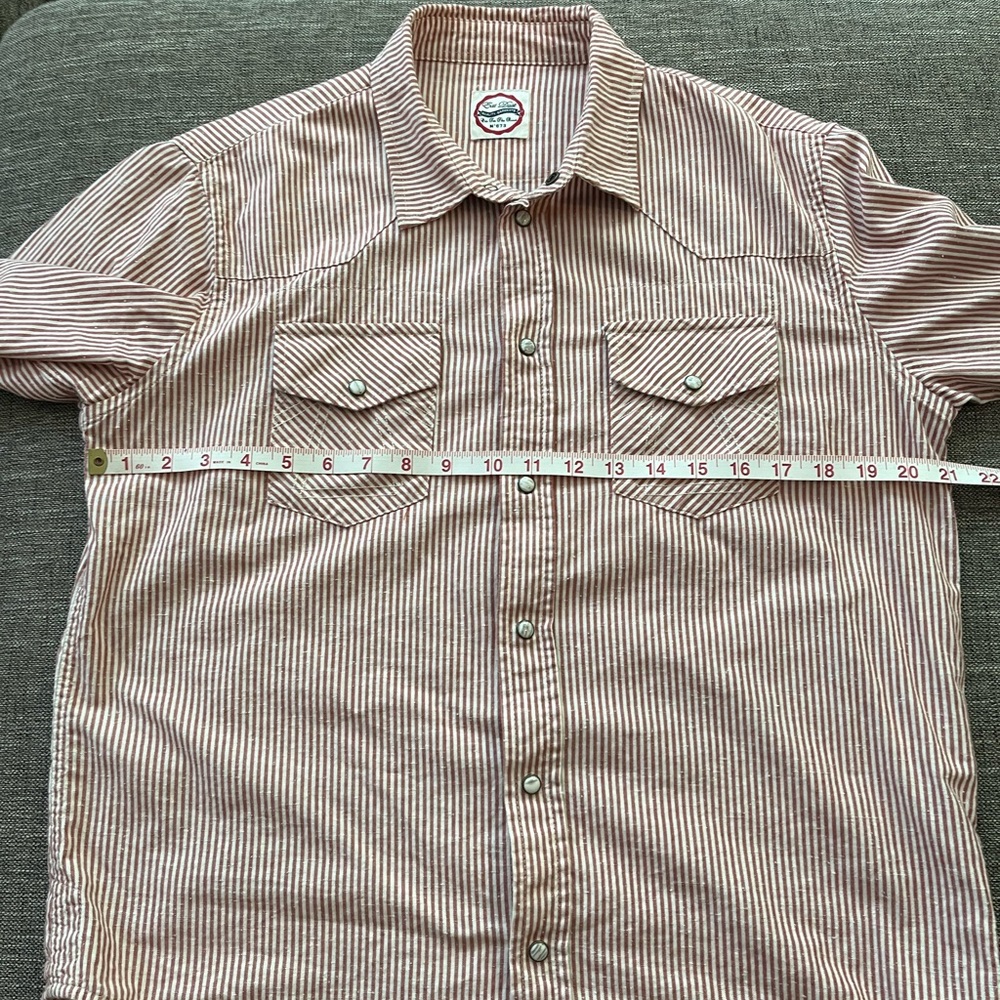 Eat Dust Men’s Western Pearl Snap Striped Shirt Red